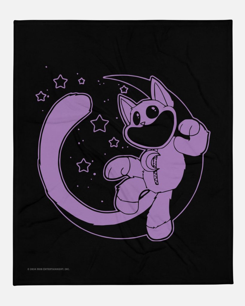 CatNap Moon Black Throw Blanket