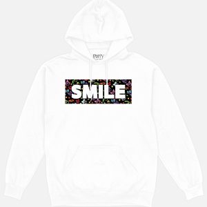 Smile CatNap White Drawstring Hoodie