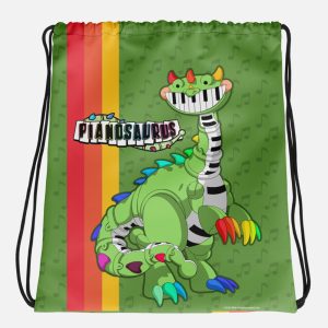 Pianosaurus Green Drawstring Bag