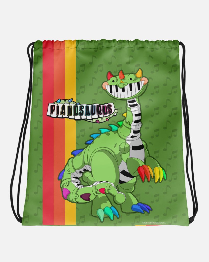 Pianosaurus Green Drawstring Bag