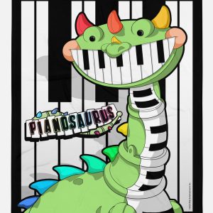 Pianosaurus Piano Key Throw Blanket