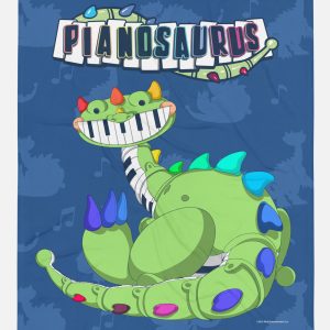Pianosaurus Blue Throw Blanket
